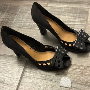 Gianni Bini Black Cutout Peep-Toe Heels
